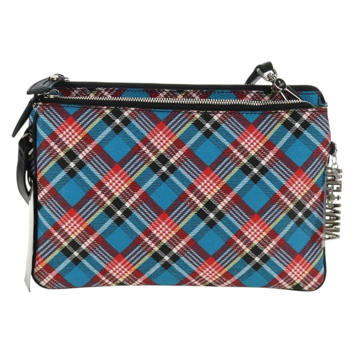 Vivienne Westwood Check Shoulder Bag PVC Multicolor Silver Auth am11842V