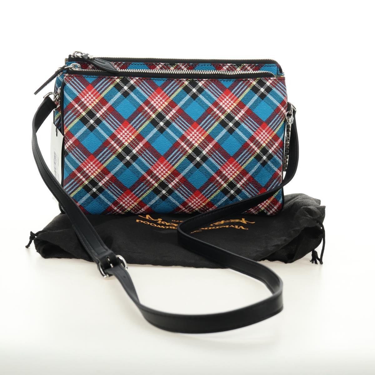 Vivienne Westwood Check Shoulder Bag PVC Multicolor Silver Auth am11842V