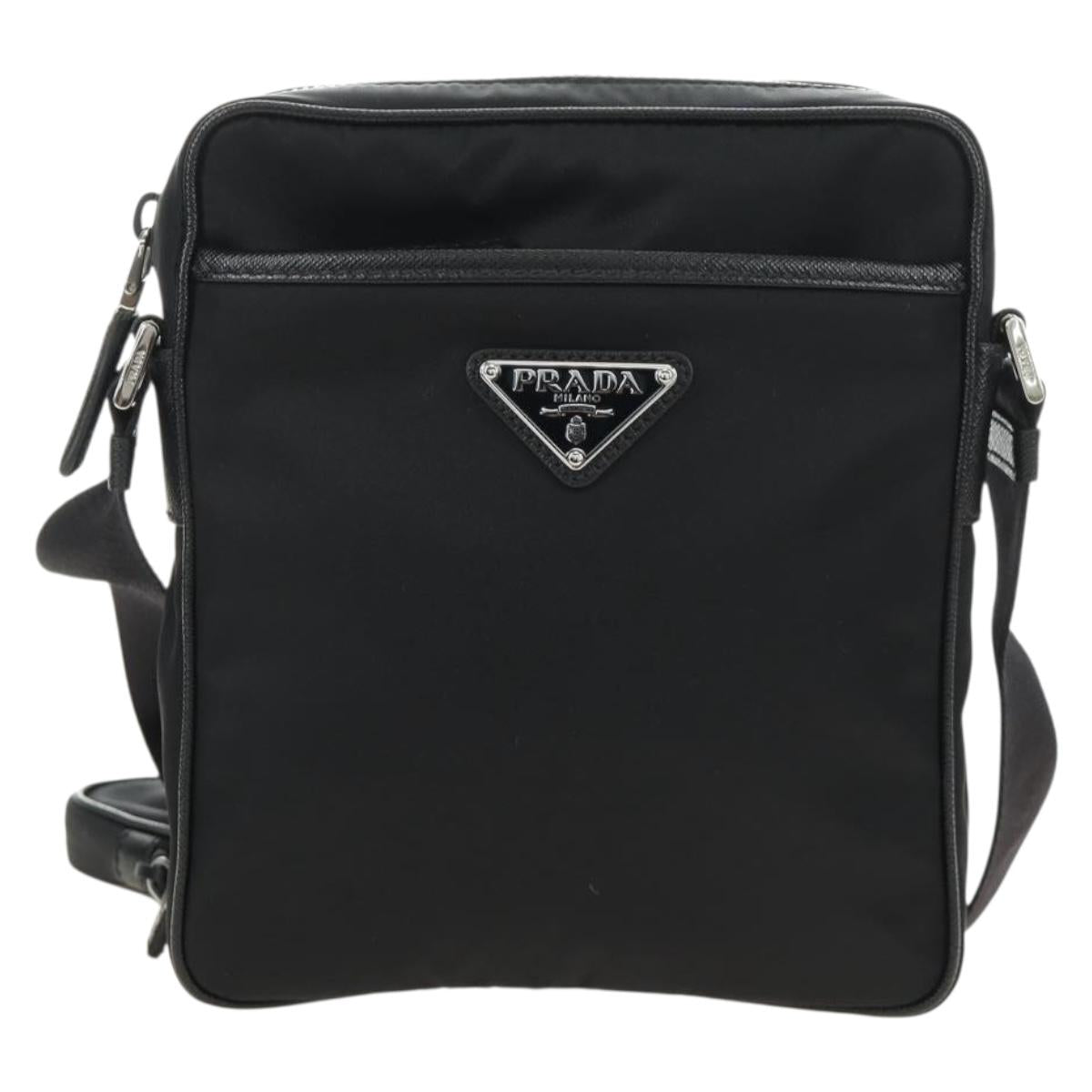 PRADA Shoulder Bag Nylon Black Silver 2VH112 Auth am11844SM