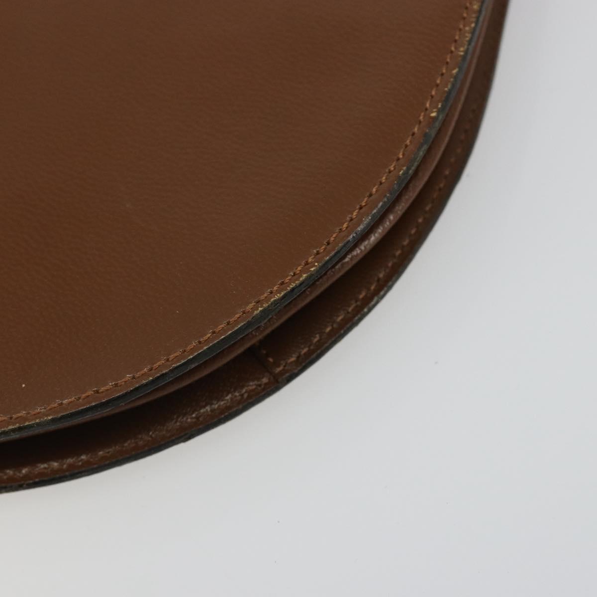 SAINT LAURENT Shoulder Bag Leather Brown Gold Auth am11847A