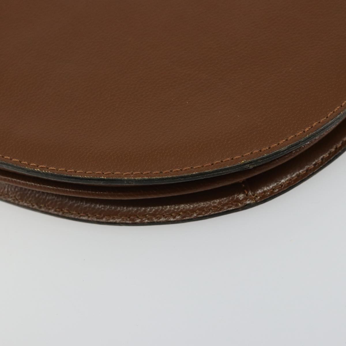 SAINT LAURENT Shoulder Bag Leather Brown Gold Auth am11847A