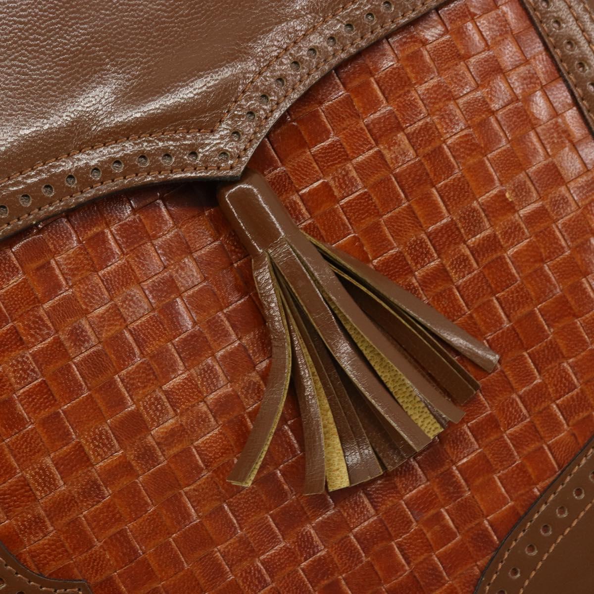 SAINT LAURENT Shoulder Bag Leather Brown Gold Auth am11847A