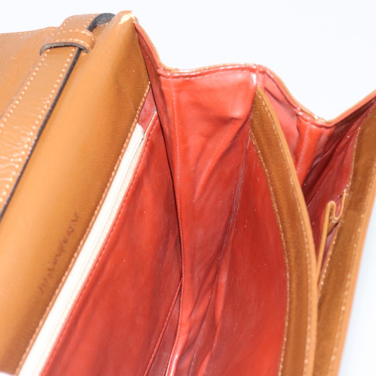 SAINT LAURENT Shoulder Bag Leather Brown Gold Auth am11847A