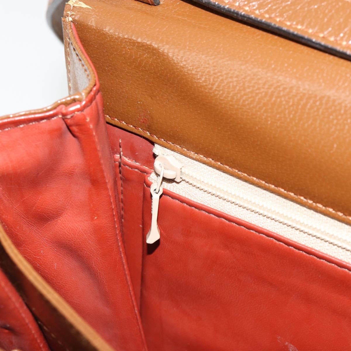 SAINT LAURENT Shoulder Bag Leather Brown Gold Auth am11847A