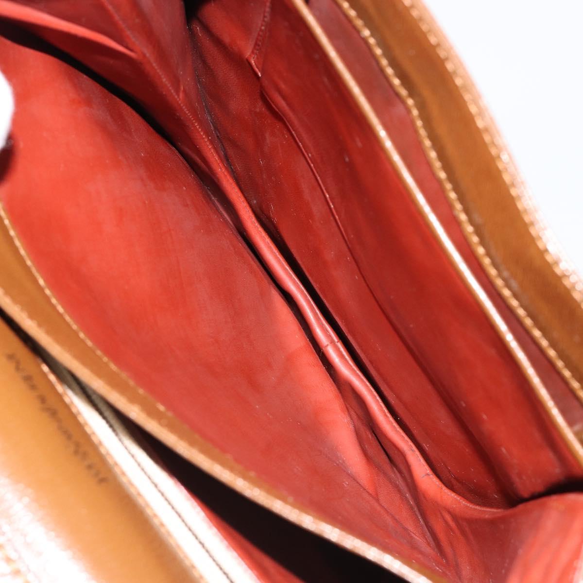 SAINT LAURENT Shoulder Bag Leather Brown Gold Auth am11847A
