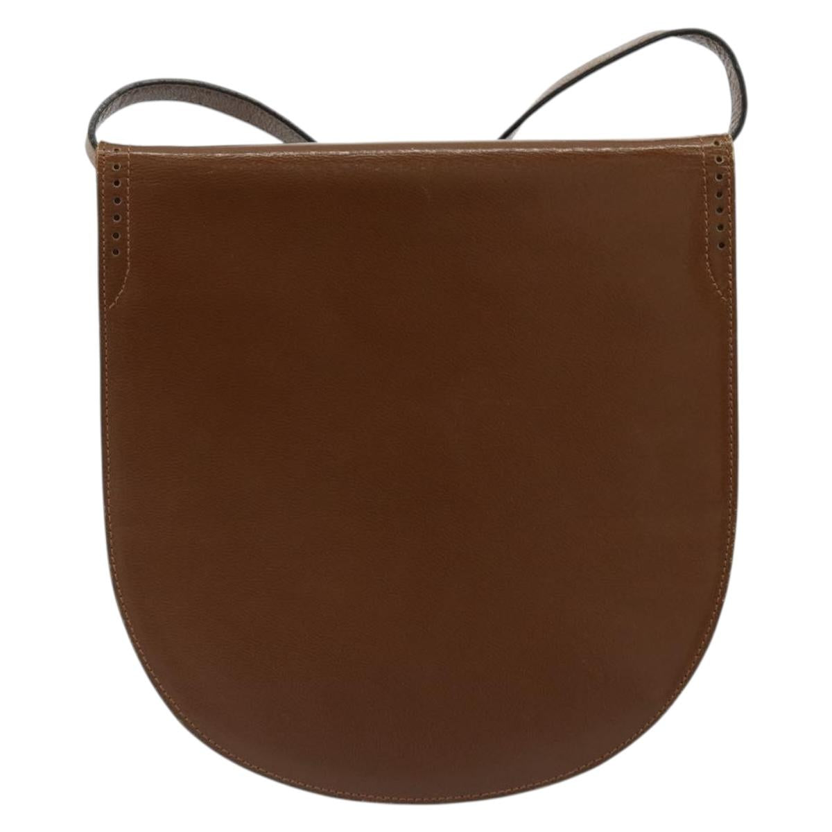 SAINT LAURENT Shoulder Bag Leather Brown Gold Auth am11847A