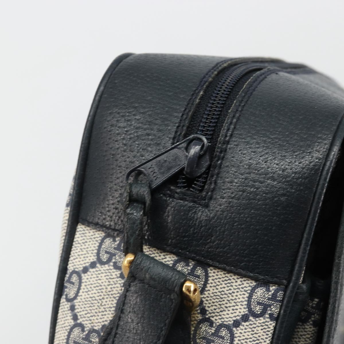GUCCI GG Supreme Sherry Line Shoulder Bag PVC Navy Gold 904 02 064 Auth am11854