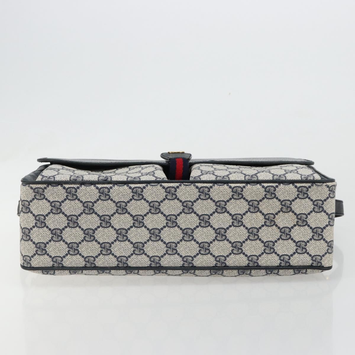 GUCCI GG Supreme Sherry Line Shoulder Bag PVC Navy Gold 904 02 064 Auth am11854