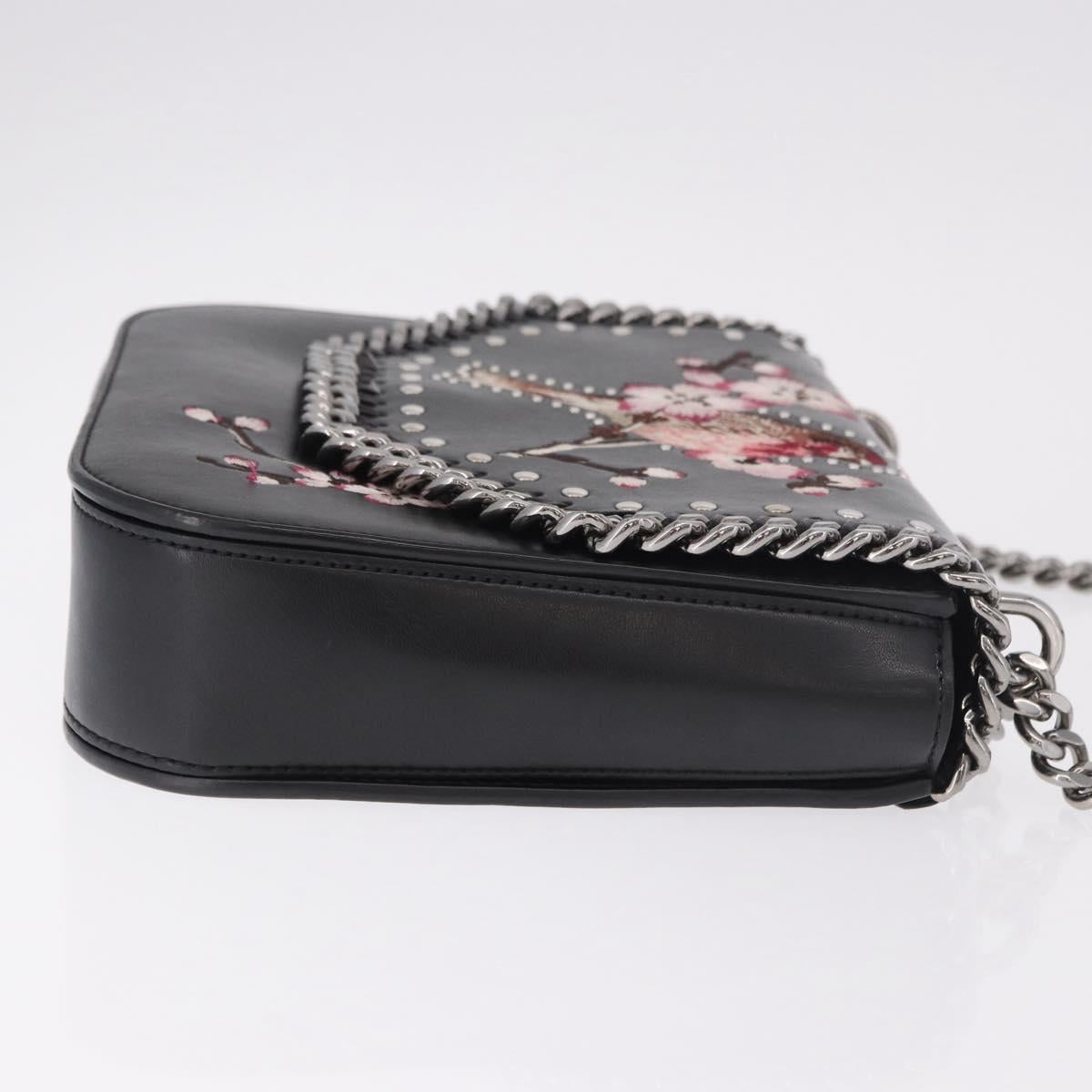 Stella MacCartney Boxbird Shoulder Bag Leather Black Silver 455139 Auth am11857V