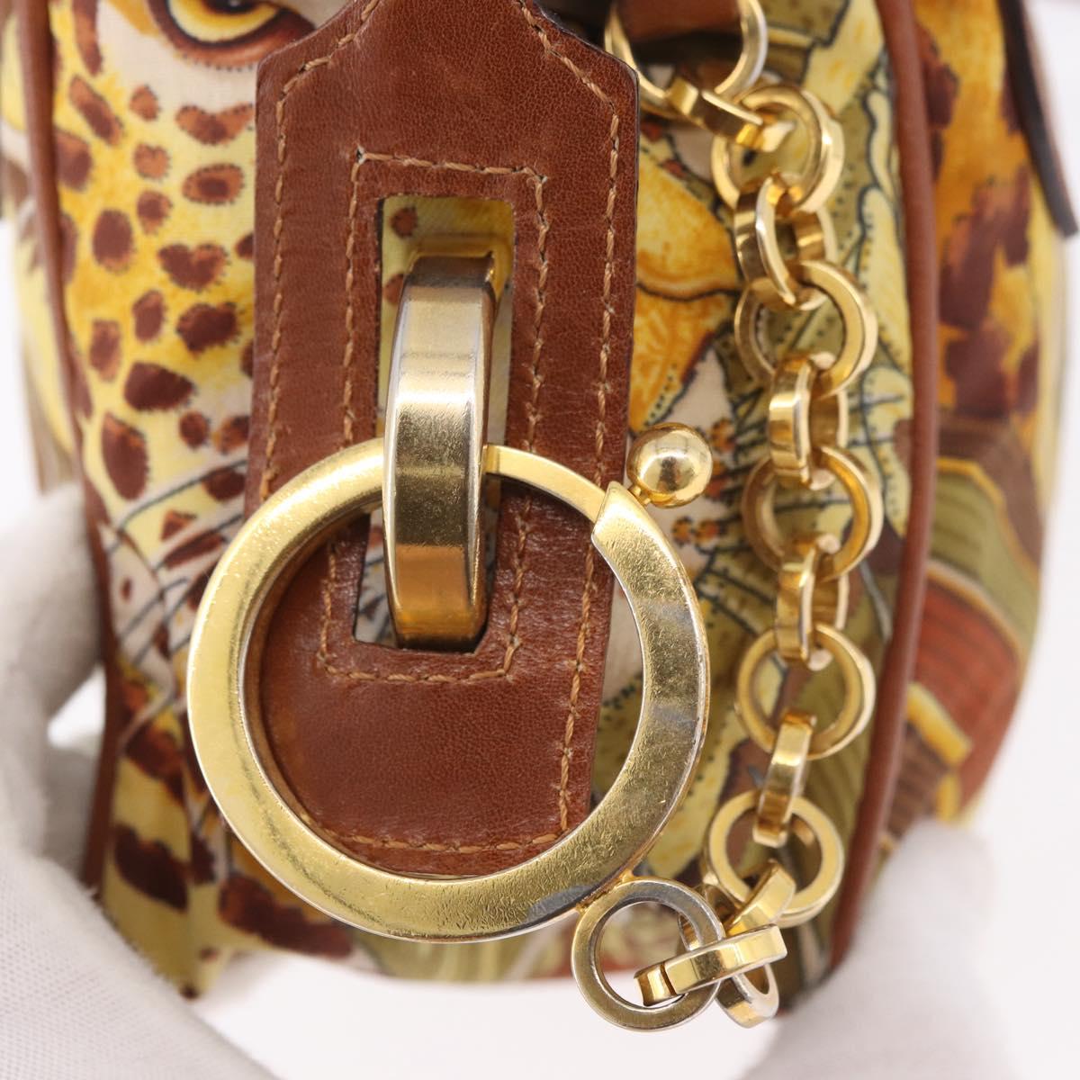 Salvatore Ferragamo Hand Bag Canvas Leather 2way Brown Gold Auth am11858A