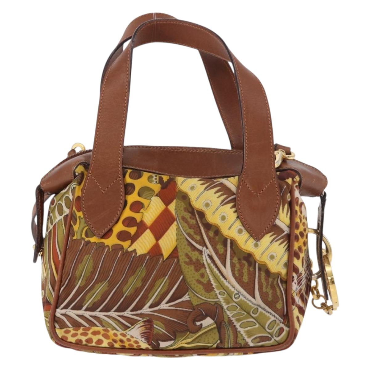 Salvatore Ferragamo Hand Bag Canvas Leather 2way Brown Gold Auth am11858A