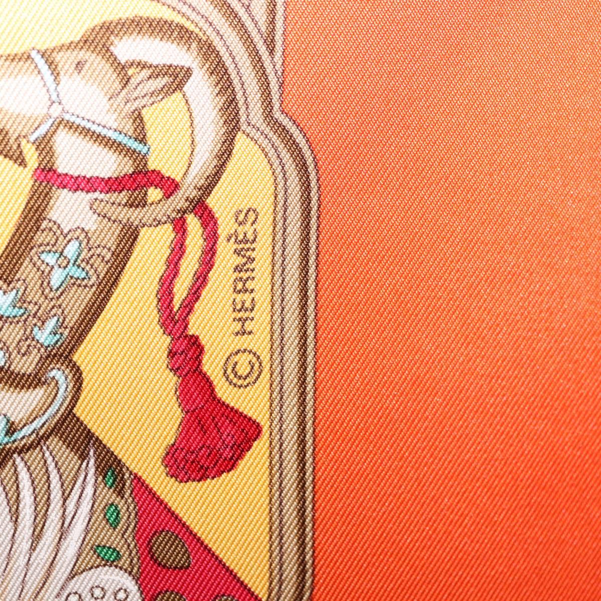 HERMES Carre 90 Scarf ""MAHARAJAS"" Silk Orange Auth am11861M
