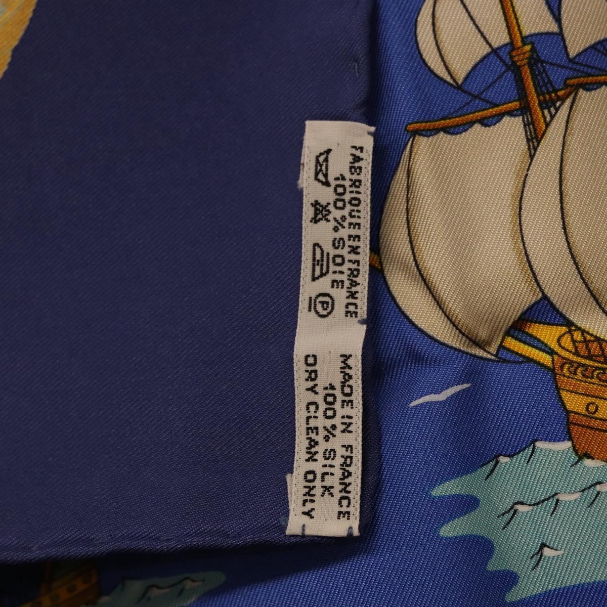 HERMES Carre 90 Scarf ""VOILES DE LUMIERE"" Silk Blue Auth am11862M