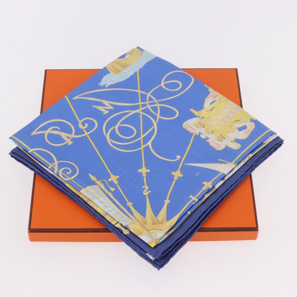 HERMES Carre 90 Scarf ""VOILES DE LUMIERE"" Silk Blue Auth am11862M