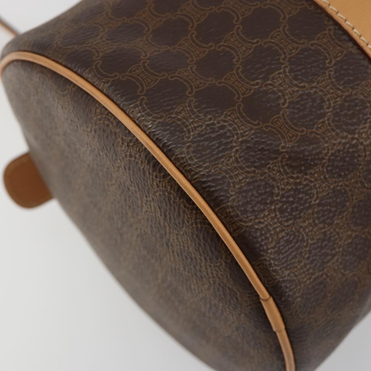 CELINE Macadam Canvas Hand Bag PVC Leather Brown Gold Auth am11863V