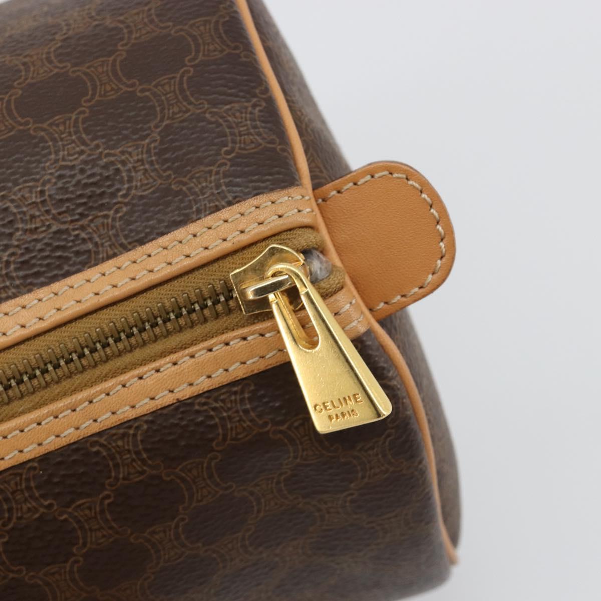 CELINE Macadam Canvas Hand Bag PVC Leather Brown Gold Auth am11863V