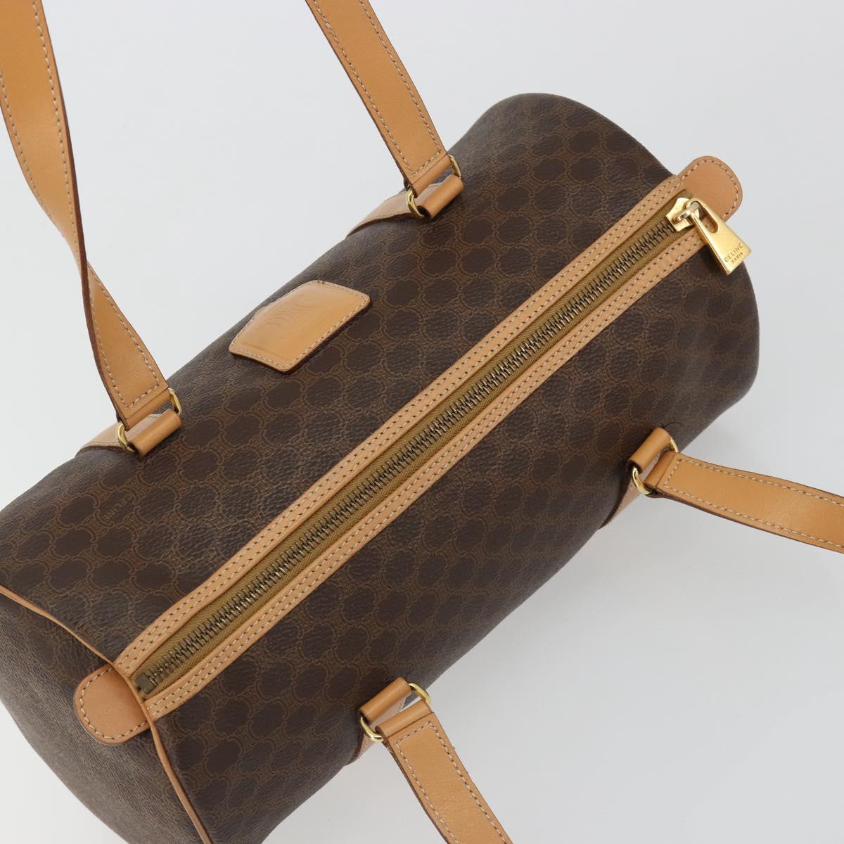 CELINE Macadam Canvas Hand Bag PVC Leather Brown Gold Auth am11863V