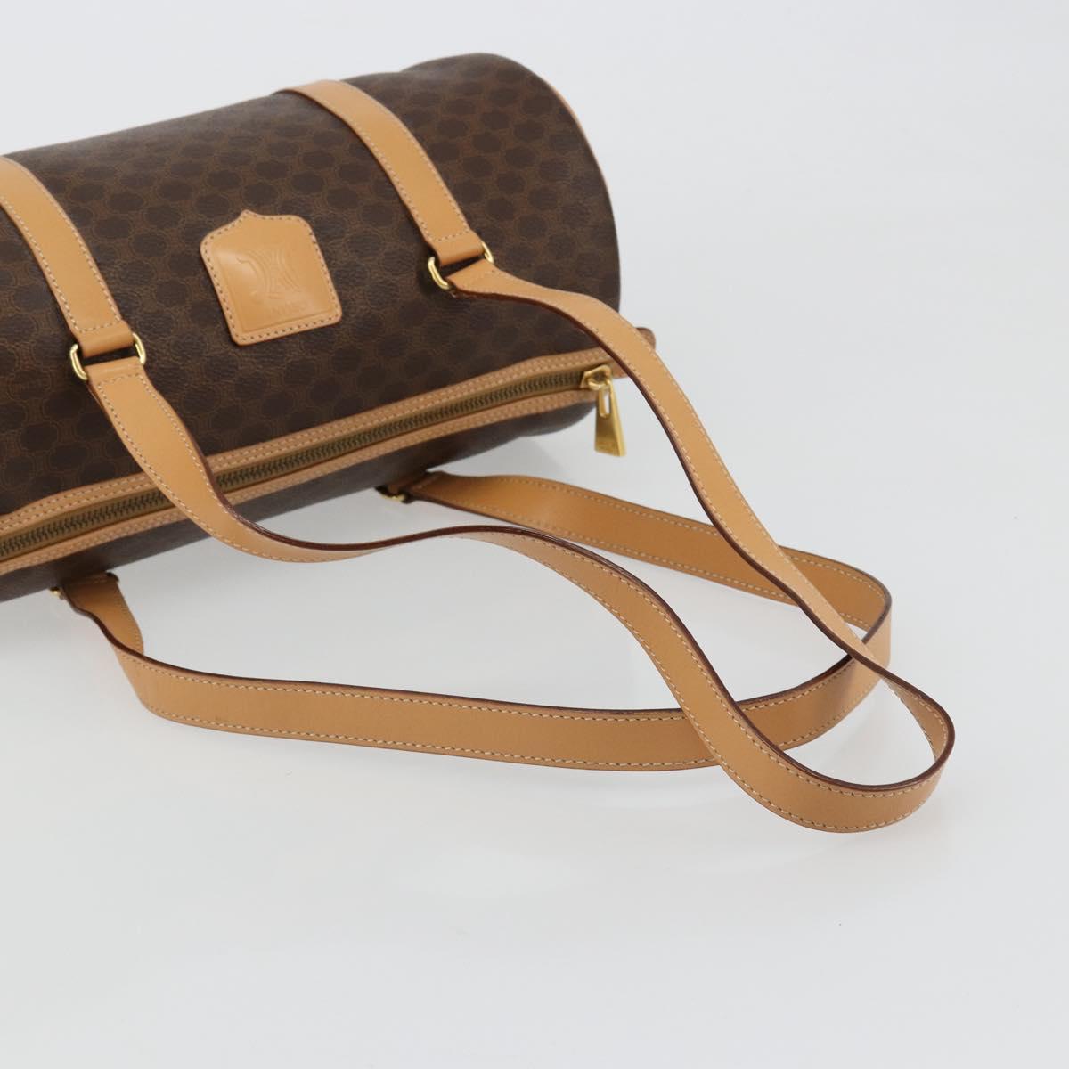 CELINE Macadam Canvas Hand Bag PVC Leather Brown Gold Auth am11863V