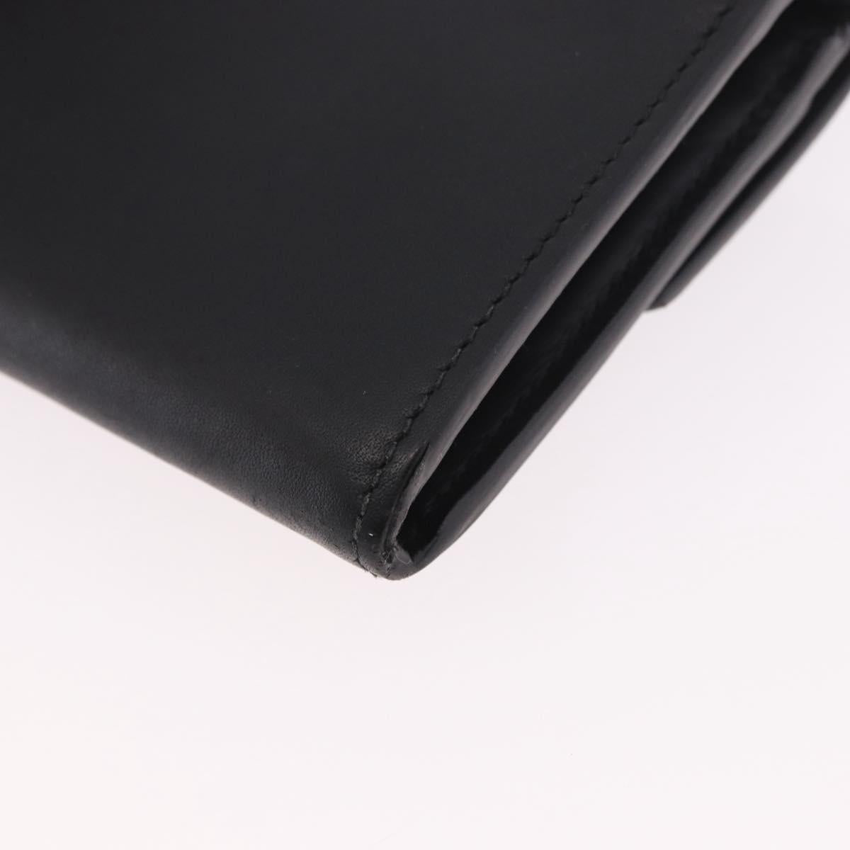 GUCCI Silvi Web Sherry Line Long Wallet Leather Black Red 476084 Auth am11867V