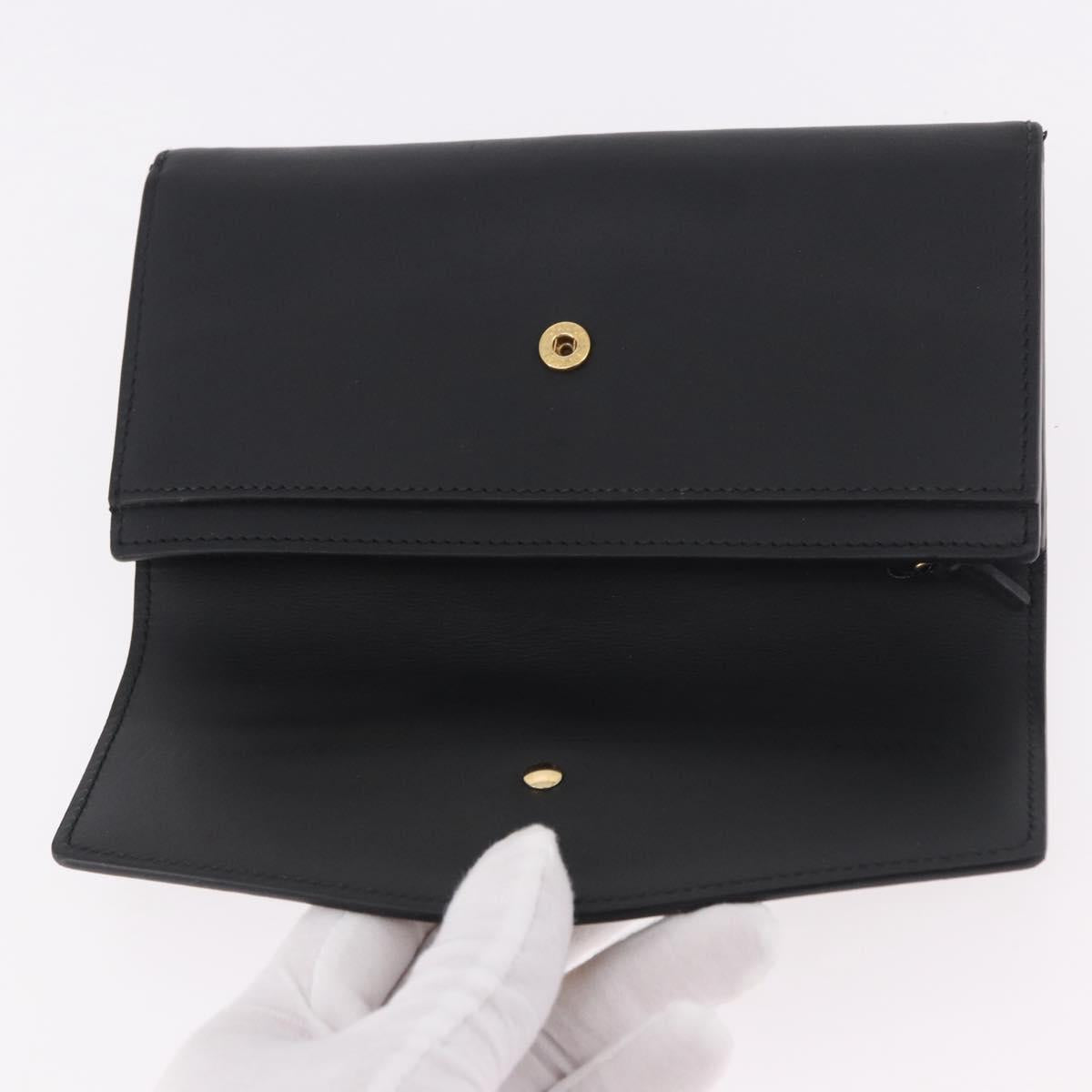 GUCCI Silvi Web Sherry Line Long Wallet Leather Black Red 476084 Auth am11867V