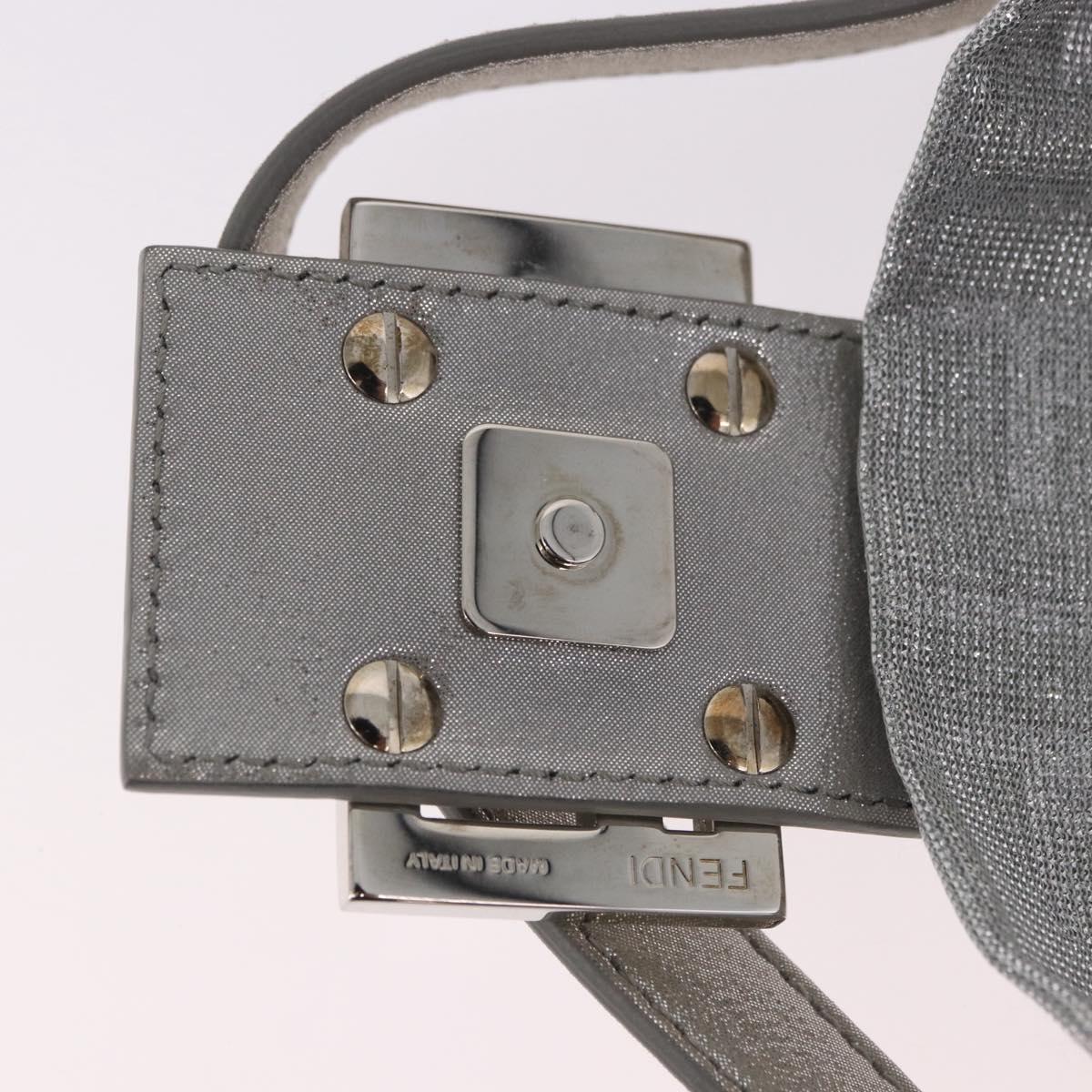 FENDI Zucca Canvas Mamma Baguette Rhinestone Shoulder Bag Silver Auth am11868SM