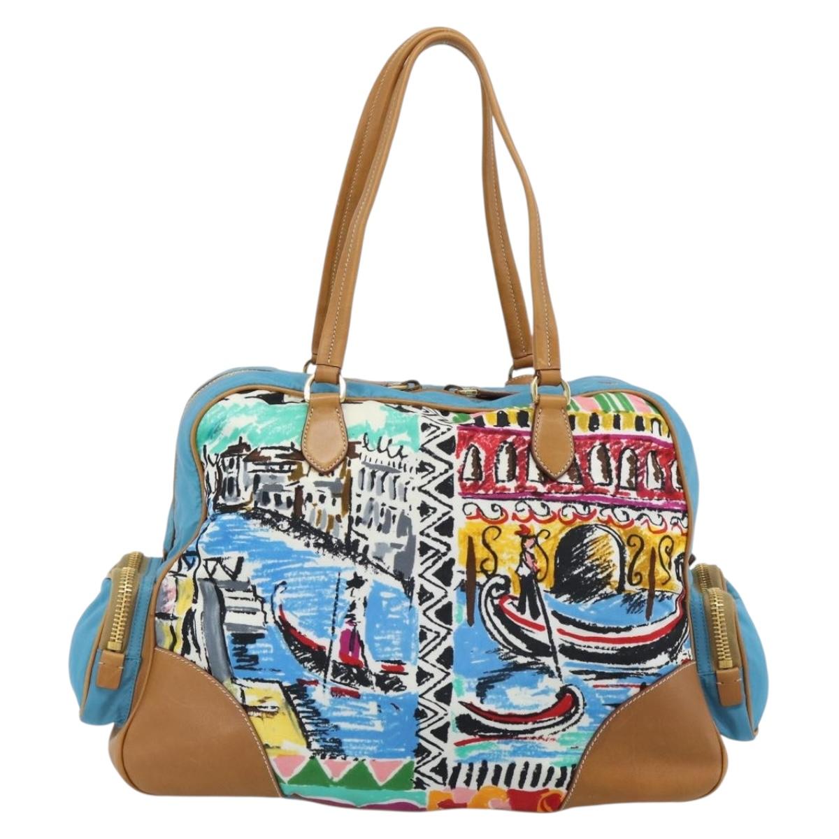 PRADA Hand Bag Nylon leather Multicolor Gold Auth am11870SAM