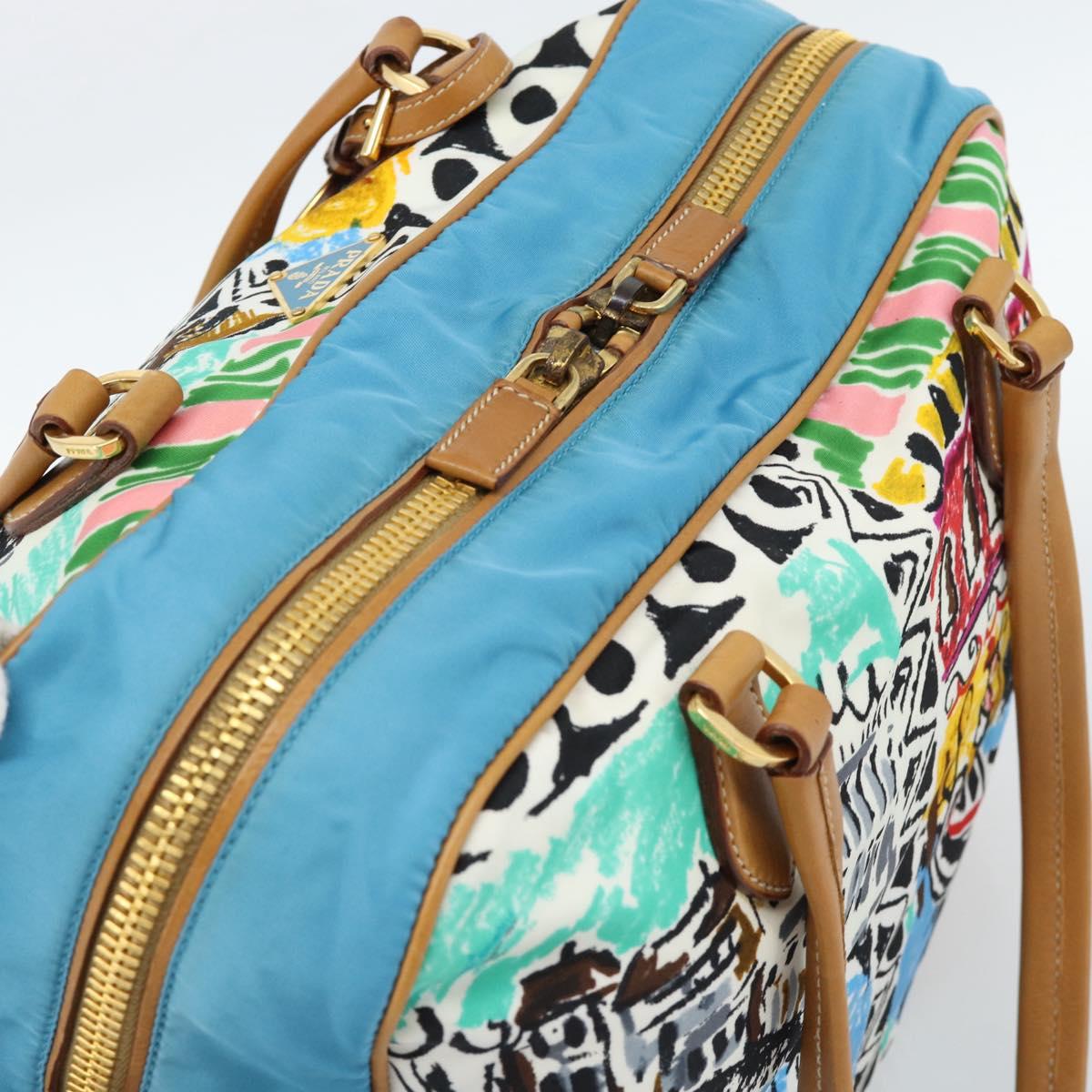 PRADA Hand Bag Nylon leather Multicolor Gold Auth am11870SAM