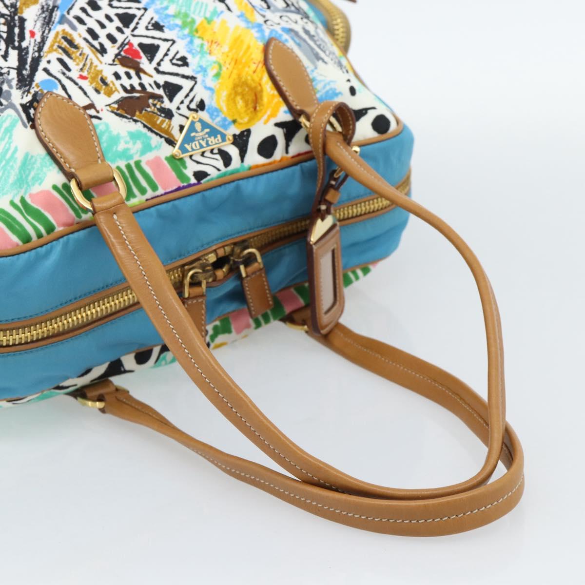 PRADA Hand Bag Nylon leather Multicolor Gold Auth am11870SAM