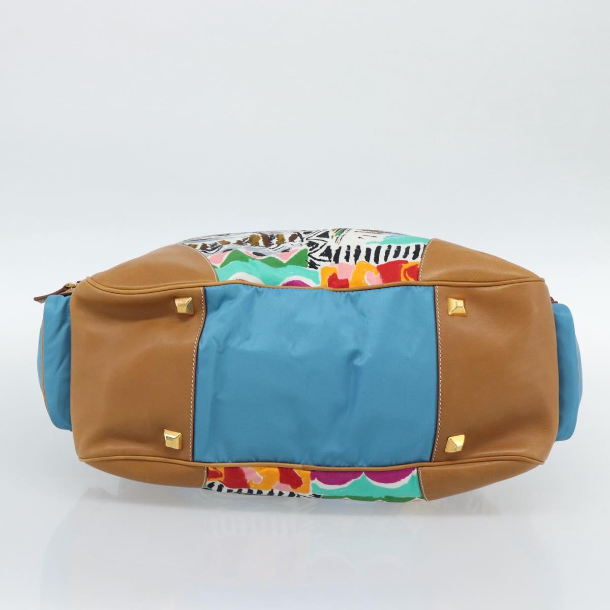 PRADA Hand Bag Nylon leather Multicolor Gold Auth am11870SAM