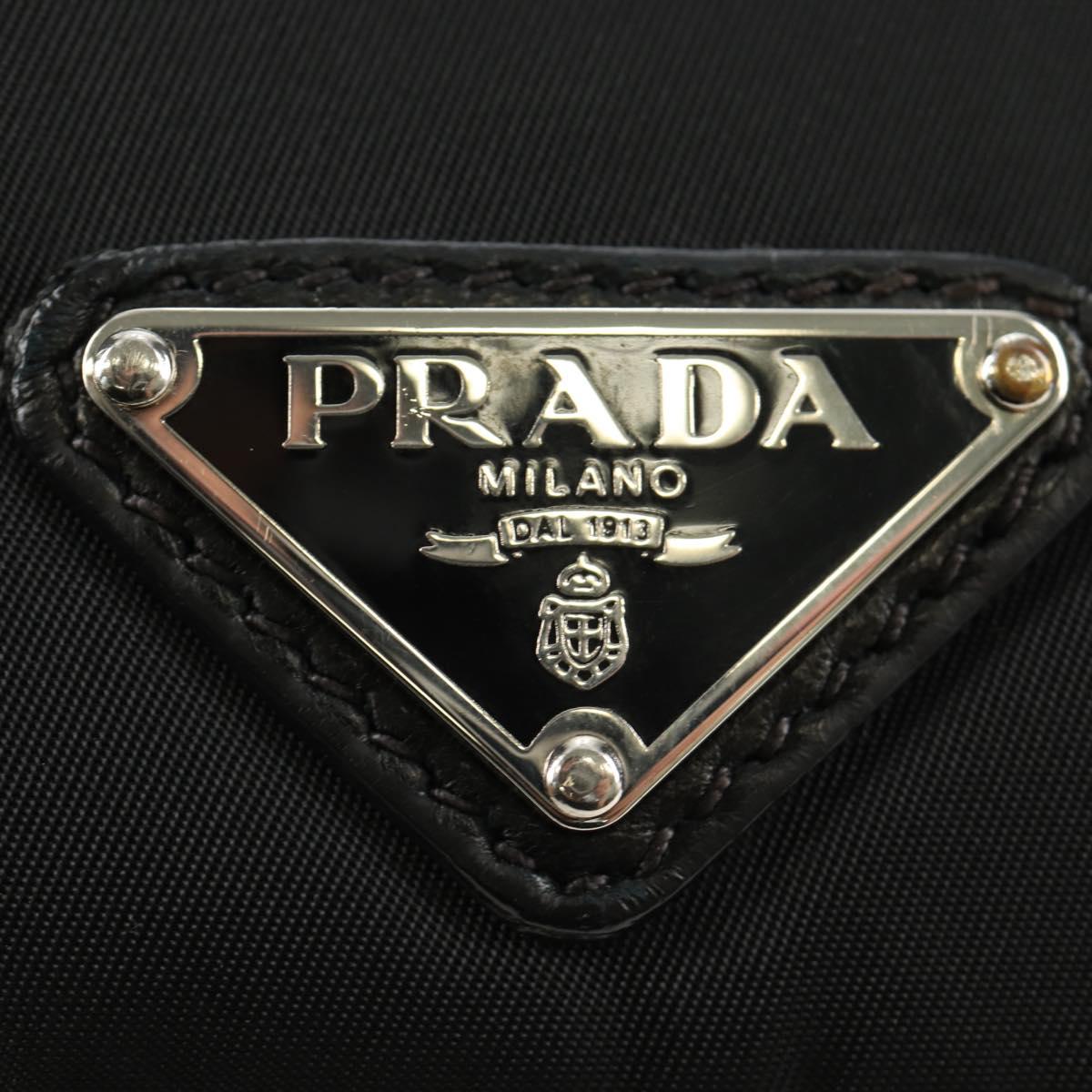 PRADA Ready Lock Hand Bag Nylon Black Silver Auth am11874V