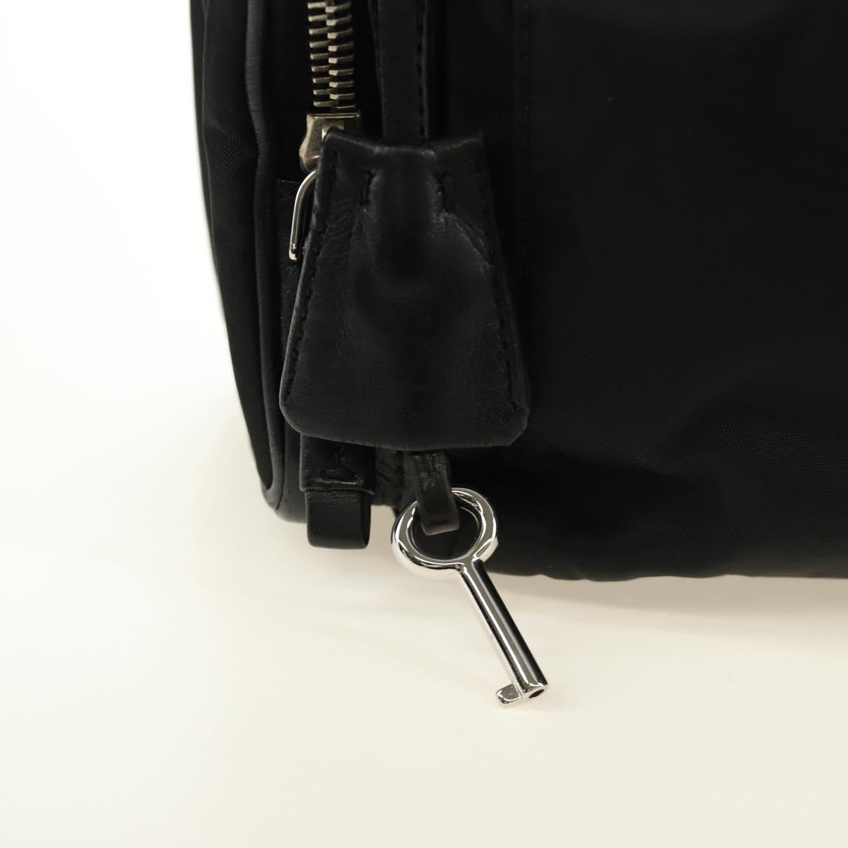 PRADA Ready Lock Hand Bag Nylon Black Silver Auth am11874V
