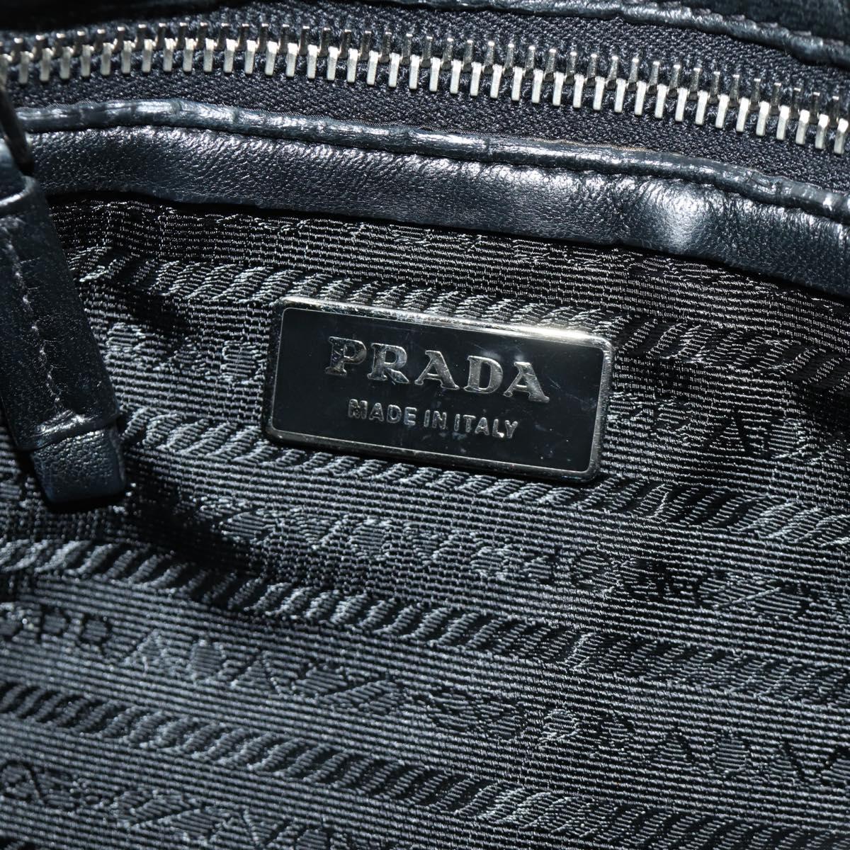 PRADA Ready Lock Hand Bag Nylon Black Silver Auth am11874V