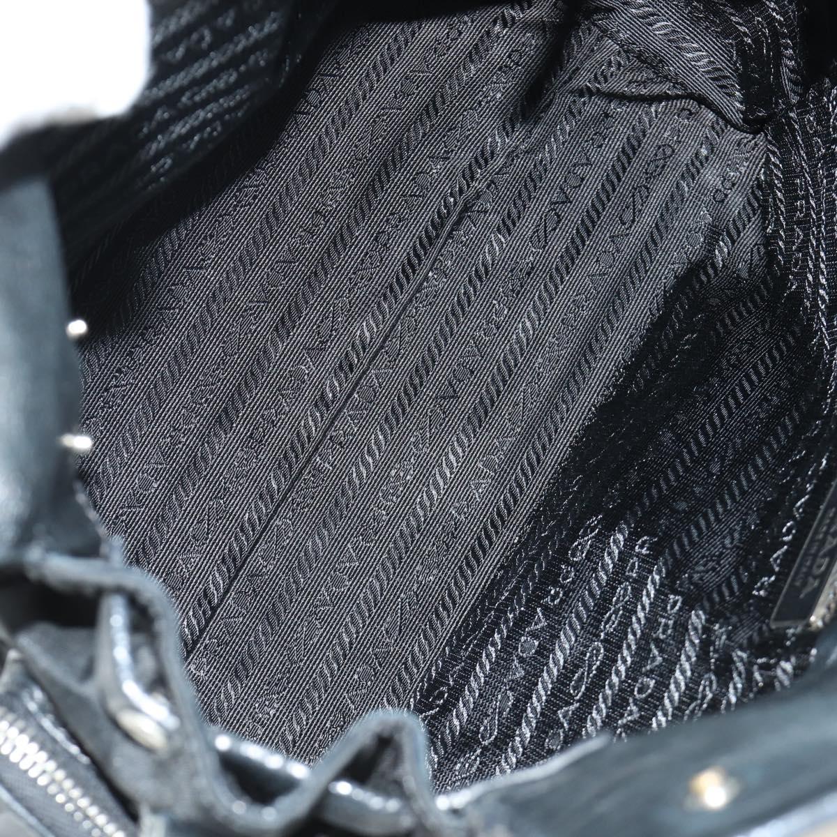 PRADA Ready Lock Hand Bag Nylon Black Silver Auth am11874V