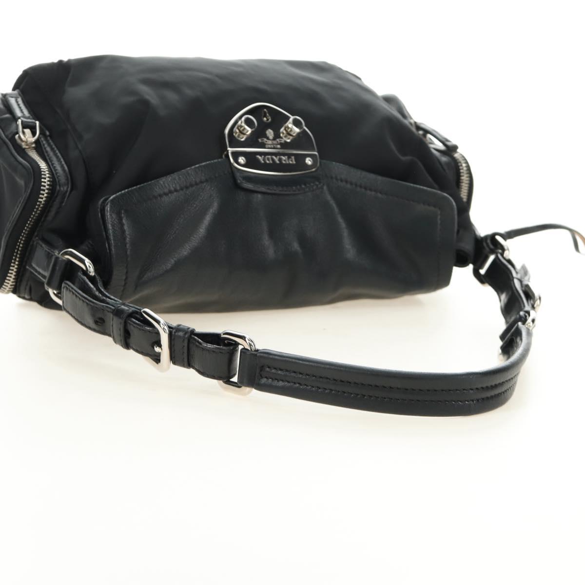 PRADA Ready Lock Hand Bag Nylon Black Silver Auth am11874V