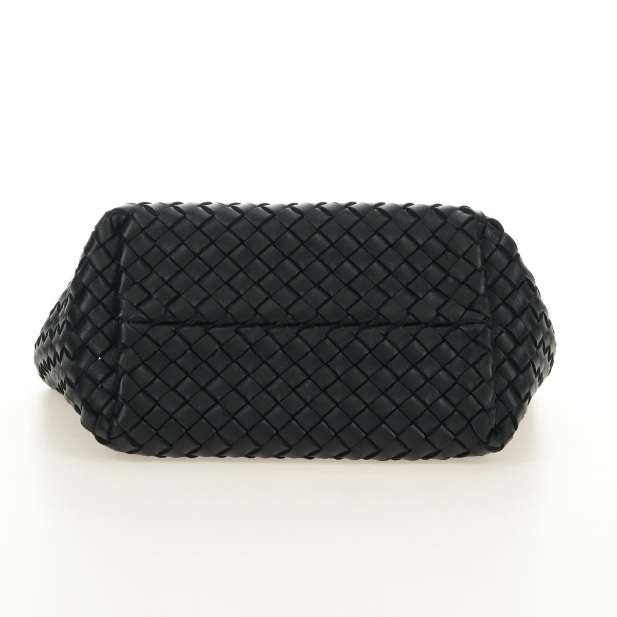 BOTTEGA VENETA INTRECCIATO Mini Cabas Hand Bag Leather Black Gold Auth am11875SM