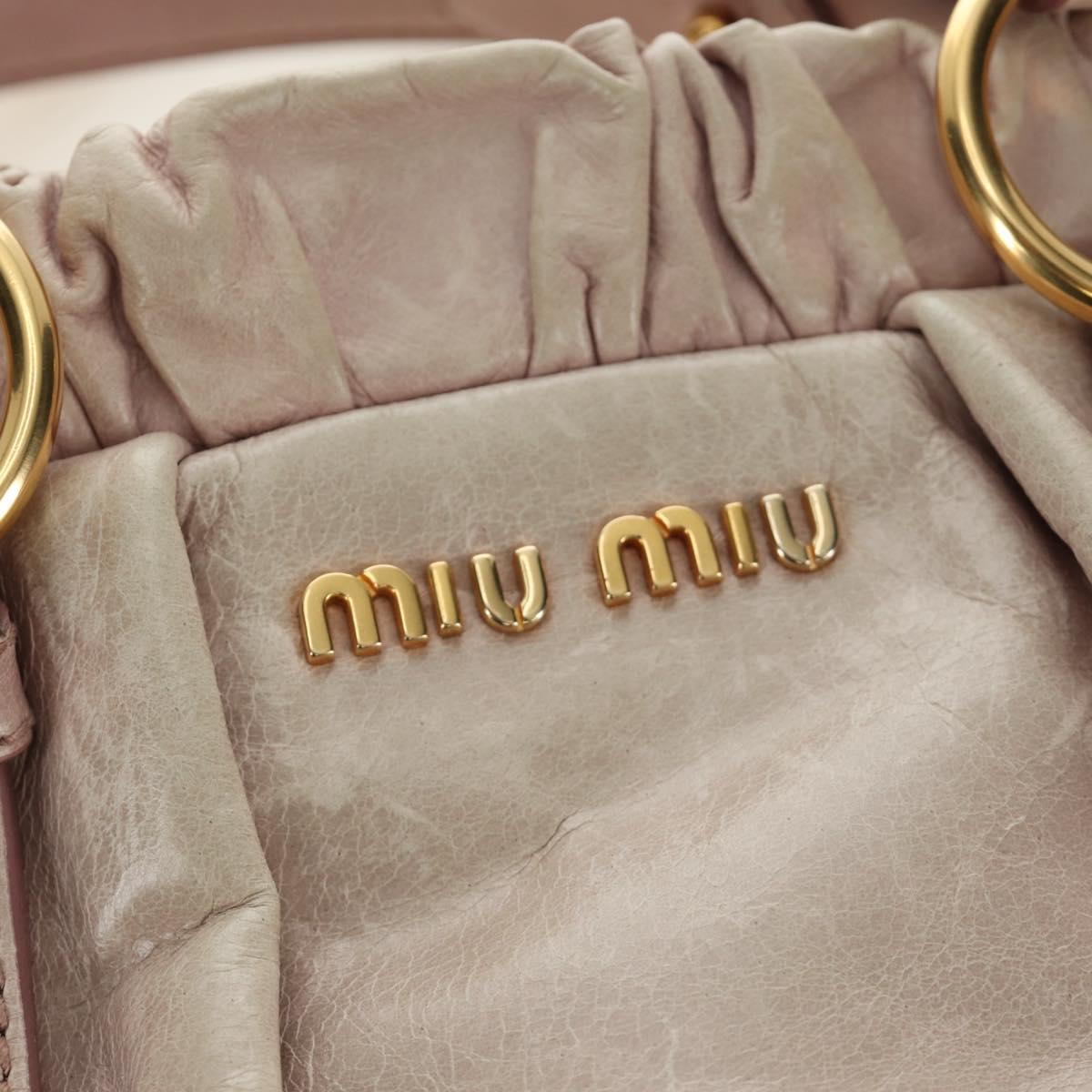 Miu Miu Side Ribbon Hand Bag Leather 2way Pink Gold Auth am11876SAV