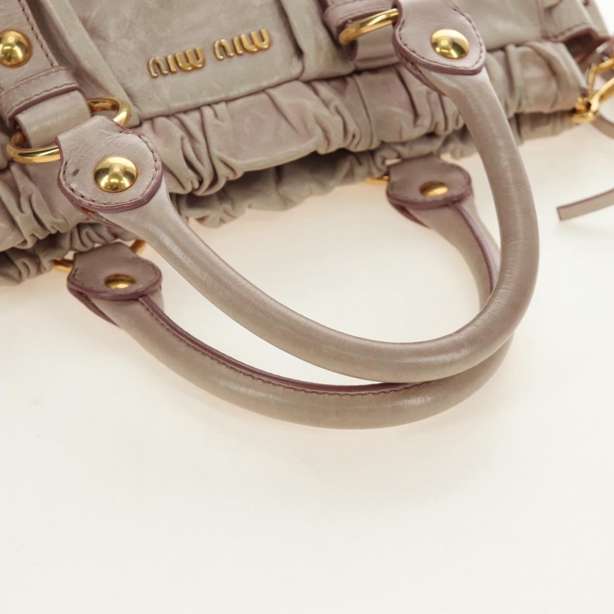 Miu Miu Side Ribbon Hand Bag Leather 2way Pink Gold Auth am11876SAV