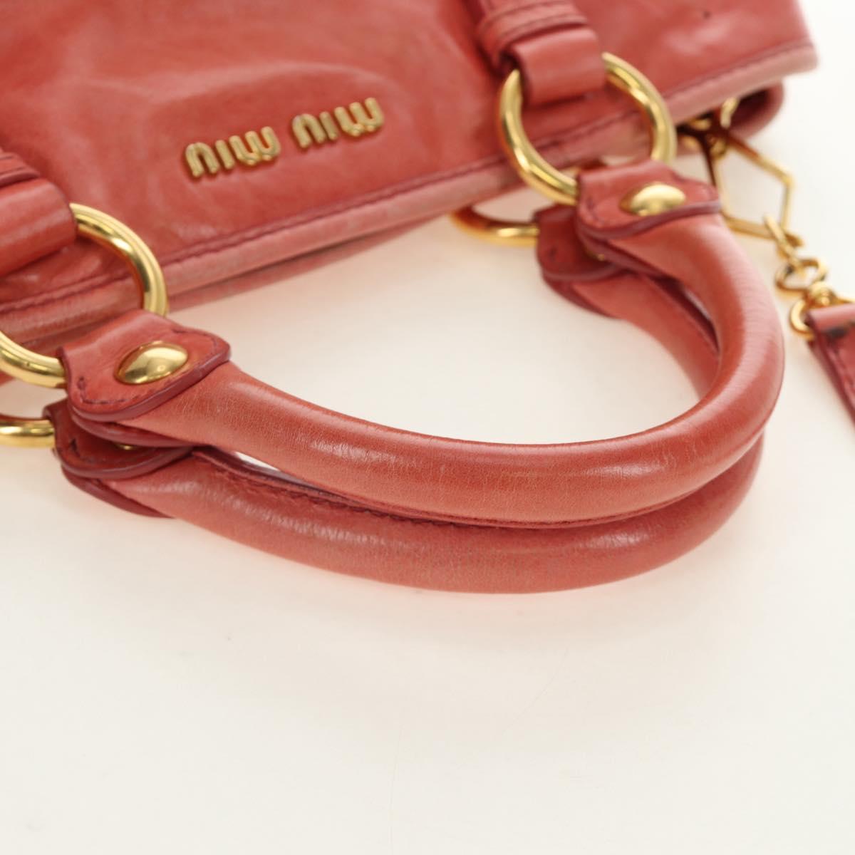 Miu Miu Hand Bag Leather 2way Pink Gold Auth am11877SAV