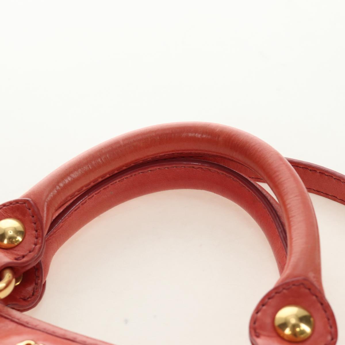Miu Miu Hand Bag Leather 2way Pink Gold Auth am11877SAV