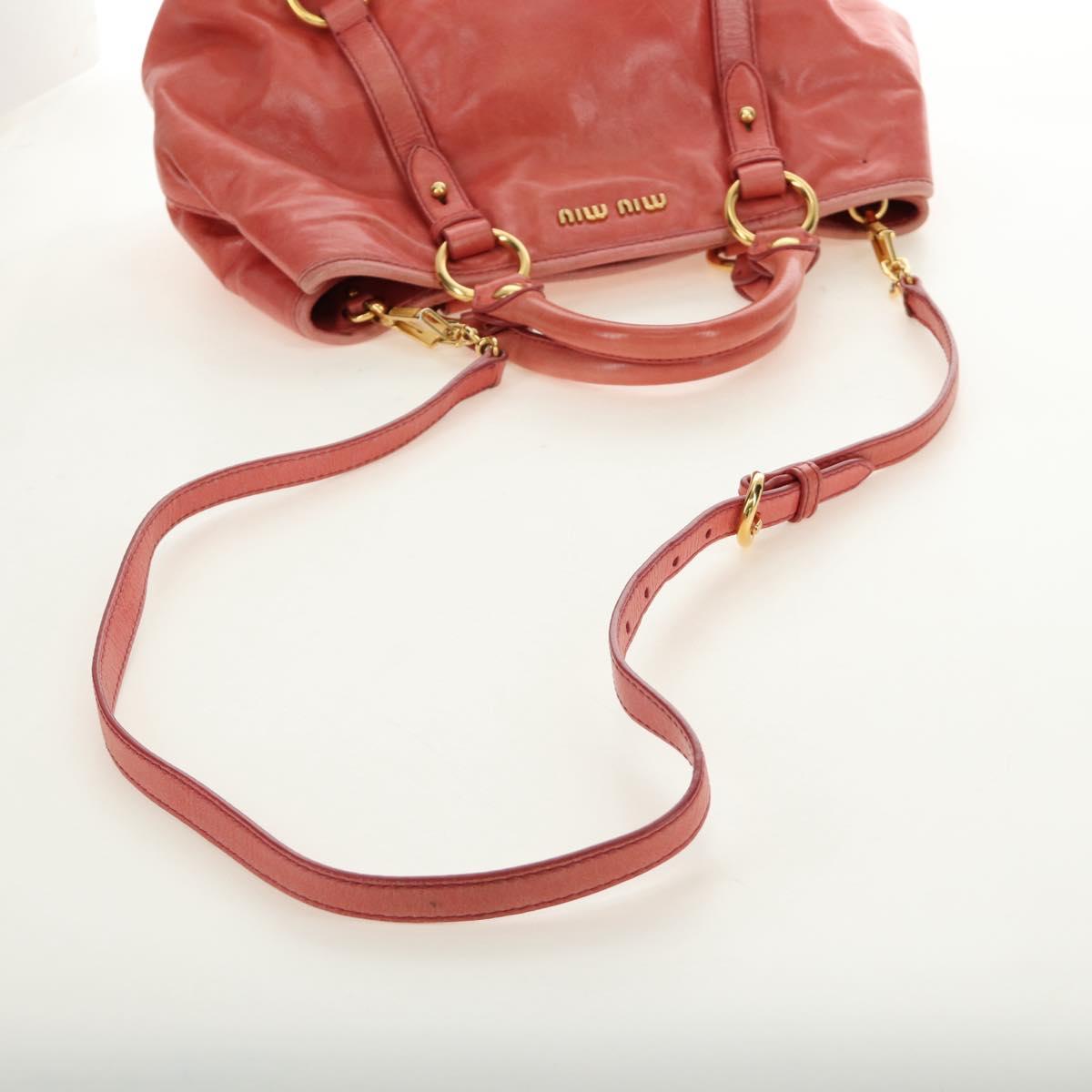 Miu Miu Hand Bag Leather 2way Pink Gold Auth am11877SAV