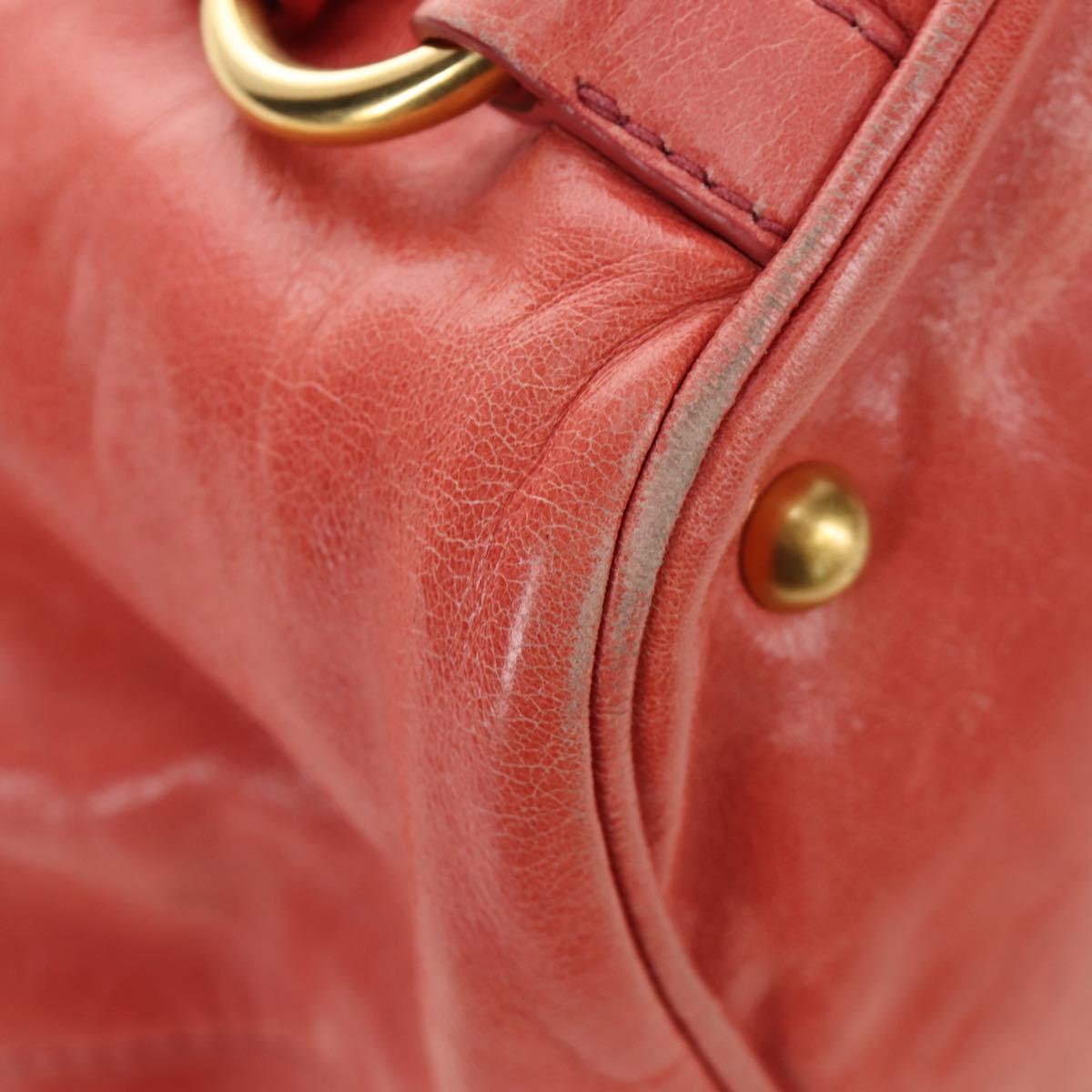 Miu Miu Hand Bag Leather 2way Pink Gold Auth am11877SAV