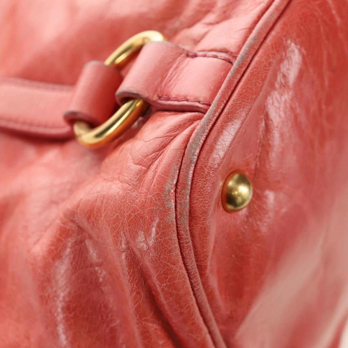 Miu Miu Hand Bag Leather 2way Pink Gold Auth am11877SAV