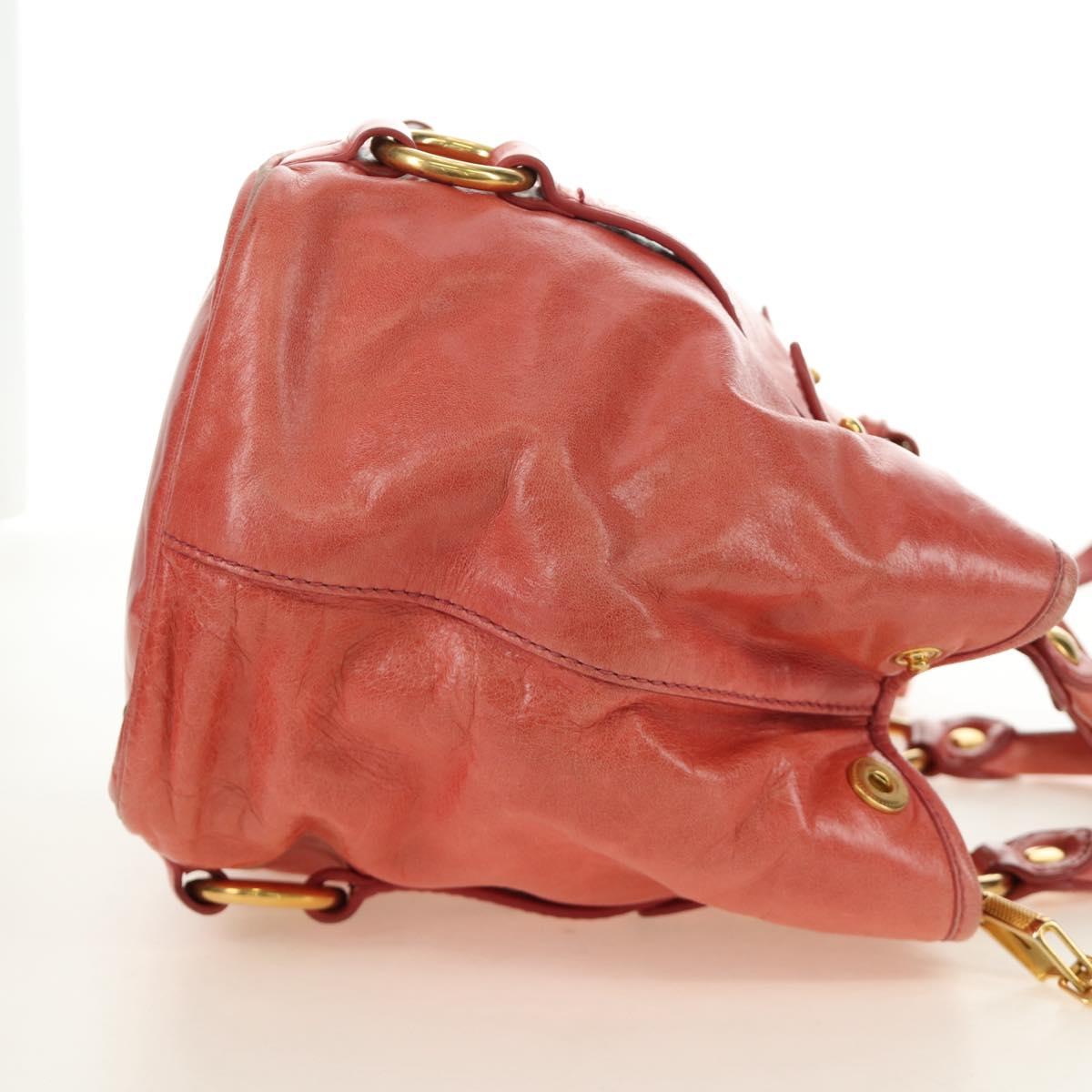 Miu Miu Hand Bag Leather 2way Pink Gold Auth am11877SAV