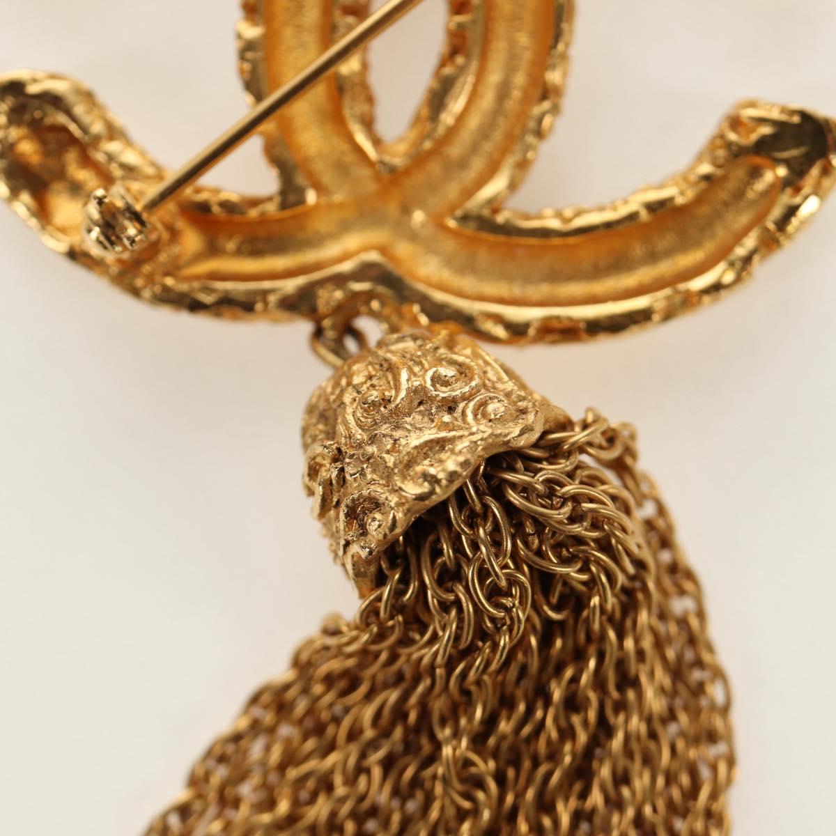 CHANEL CC Fringe Lava Brooch metal Gold CC Auth am11879SM