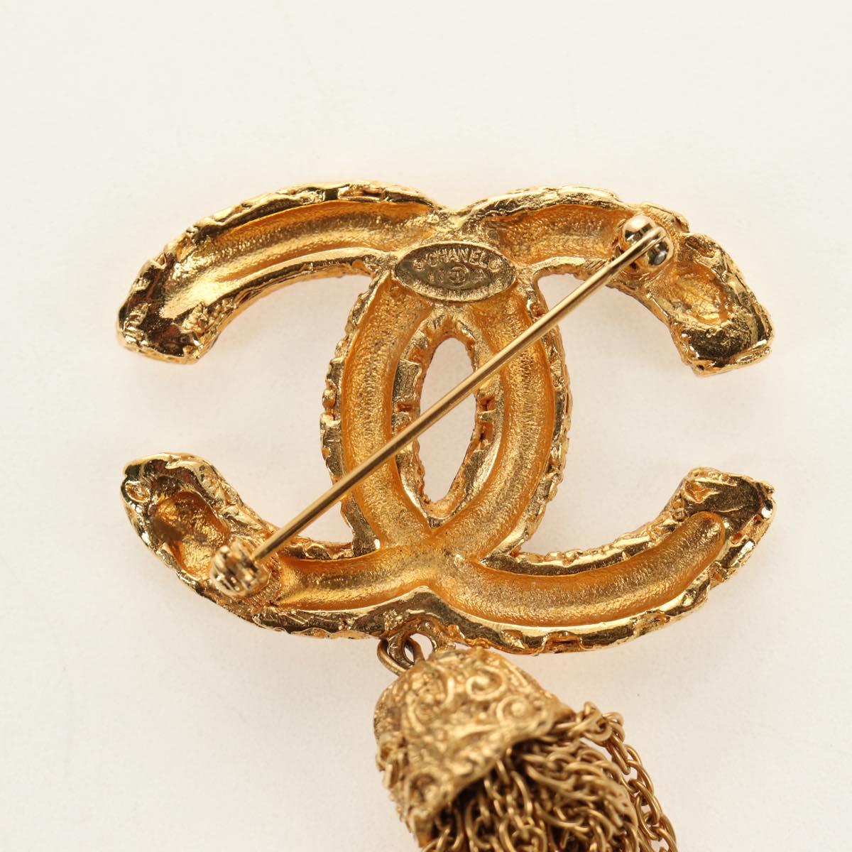 CHANEL CC Fringe Lava Brooch metal Gold CC Auth am11879SM