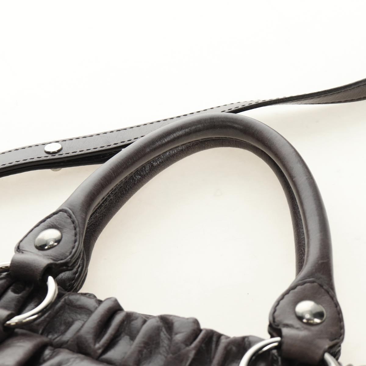 Miu Miu Hand Bag Leather 2way Gray Silver Auth am11880SAM