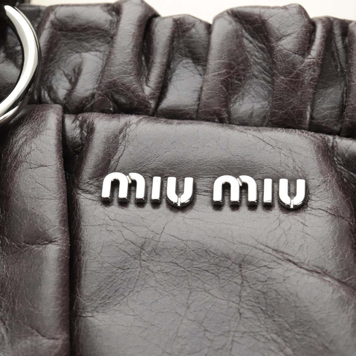 Miu Miu Hand Bag Leather 2way Gray Silver Auth am11880SAM