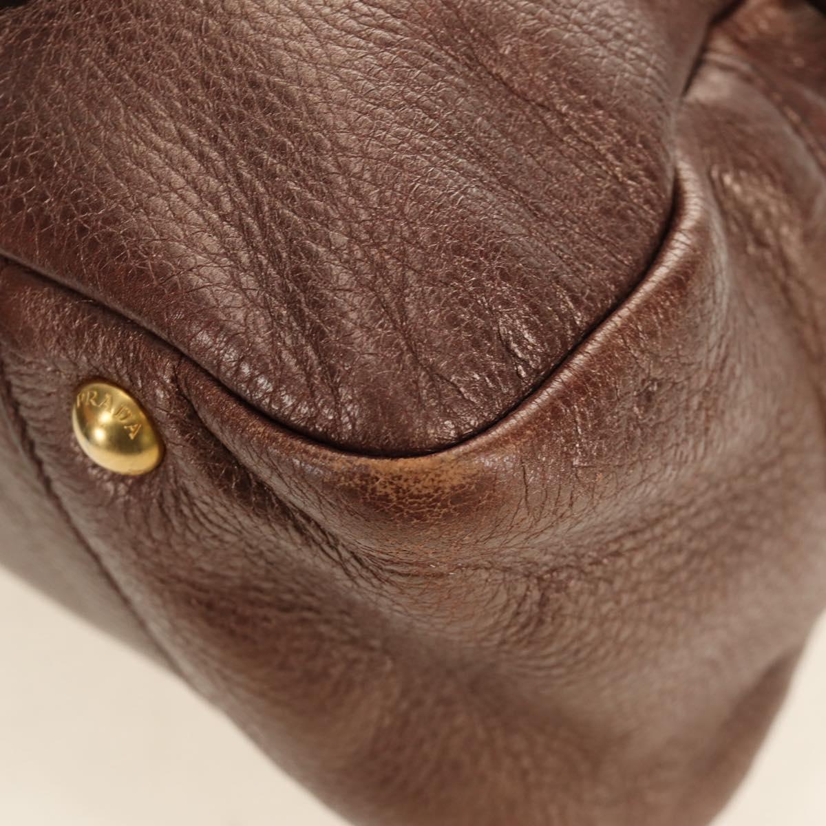 PRADA Ready Lock Shoulder Tote Bag Leather Brown Gold BL0557 Auth am11881SAV