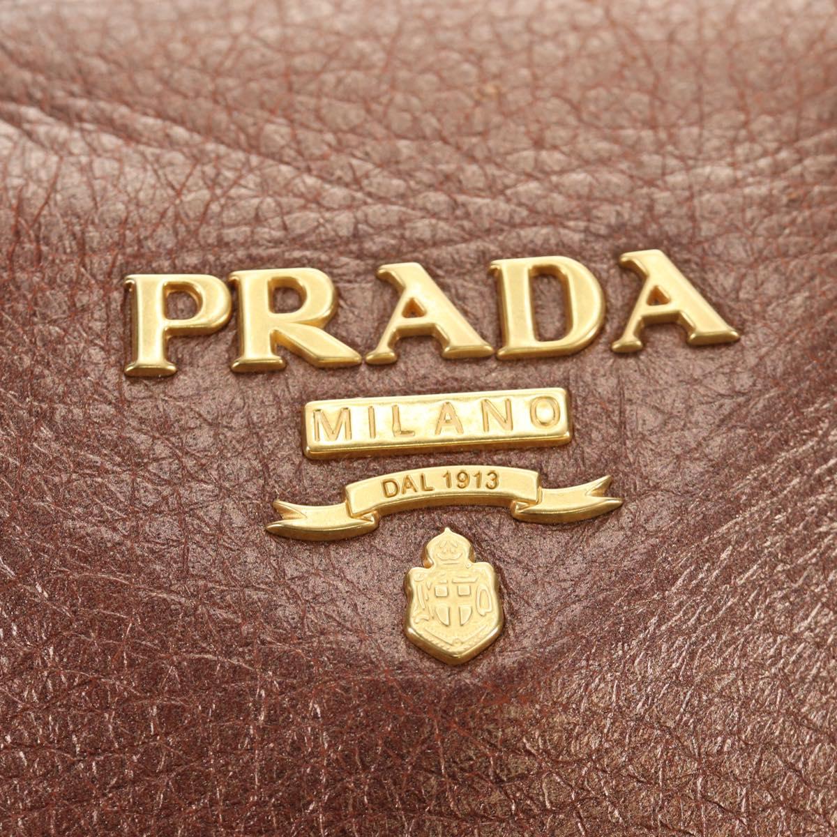 PRADA Ready Lock Shoulder Tote Bag Leather Brown Gold BL0557 Auth am11881SAV