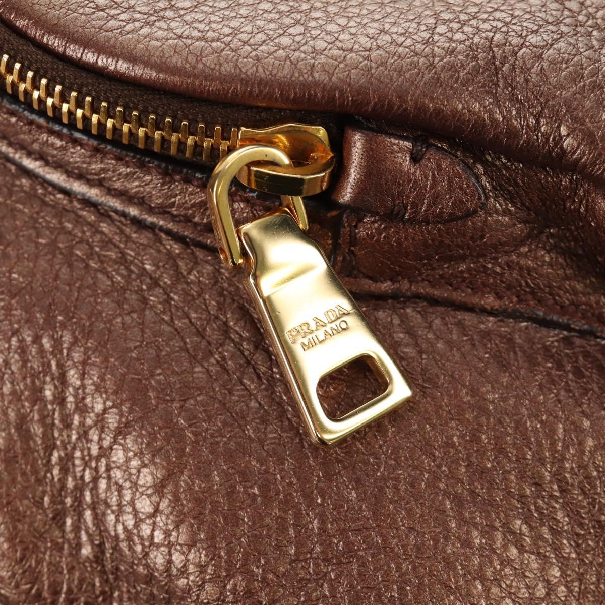 PRADA Ready Lock Shoulder Tote Bag Leather Brown Gold BL0557 Auth am11881SAV
